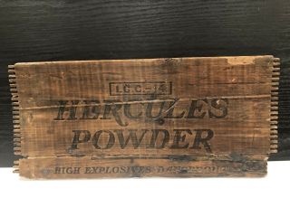 Antique Hercules Powder Dynamite Explosives Wood Box End Panel Only