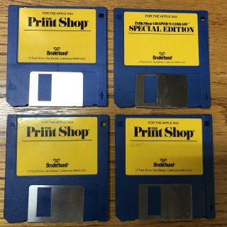 Broderbund Print Shop 4 Disk Set / On Apple Ii Computers