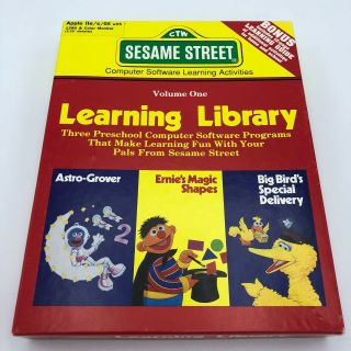 Sesame Street Learning Library 3 In 1 Apple Ii Iie 2 Vintage Computer Kids Game