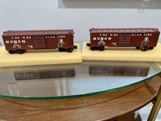 Estate Find: (2) O Scale 3 - Rail Monon Box Car Trains Metal Frame Painted No Rsrv