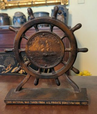 1927 Us Frigate Constitution Souvenir Bookend Old Ironsides