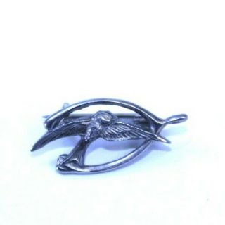 Antique Victorian Sterling Silver Swallow Bird Wishbone Brooch Pin