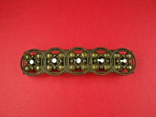 Vintage Victorian Style Brass And Marcasite Look Hair Barrette (3 1/2 ")