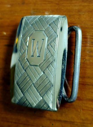 Vintage Sterling Silver Belt Buckle By Hadley With A W Monogram Gold Wash