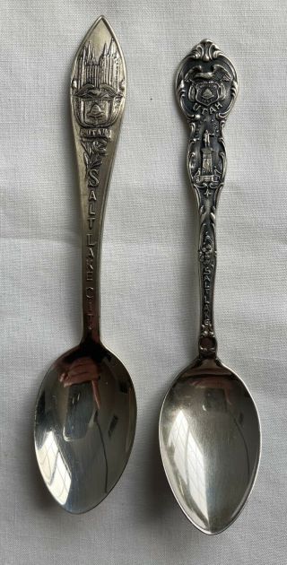 2 Vintage Sterling Silver Spoon Salt Lake City,  Utah
