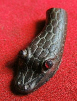 Ancient Bronze Artifact Snake Head