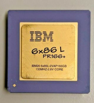 Cyrix Ibm 6x86 L Pr166,  133mhz - 2.  8v Core - Vintage,  1995,  Gold,