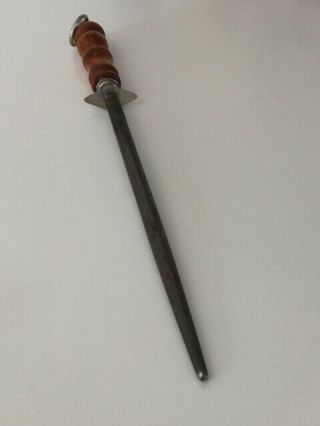 Antique F.  Dick 18 " Butcher Knife Honing Steel Rod Wood Handle Germany