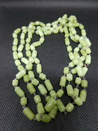 Vtg Antique Necklace Green Glass Art Deco Or Victorian Jewelry