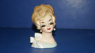 Vintage Enesco Japan Imports Head Vase W/ Iridescent Pearls