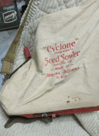 1955 Vintage Cyclone Seed Sower Hand Crank Cotton Cloth Bag Cyclone Seeder Co Us