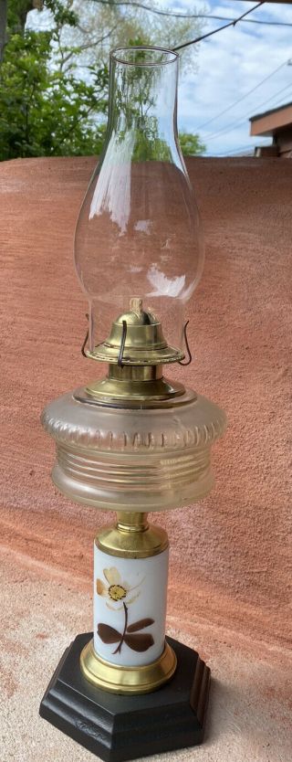 Antique 1800s Oil Kerosene Lamp With Eagle Burner Solid Brass