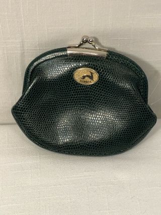 Vintage KORET Green Leather Kiss Lock Coin Change Purse - w/ interior coin purse 2