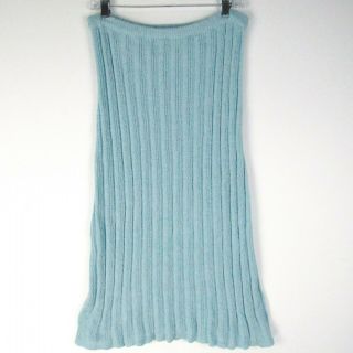 Vintage 70s Light Blue Boucle Acrylic Knit Skirt L Nwt Nos Berman International
