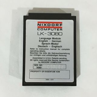 Vintage Nixdorf Computer Lk - 3080 English - German Language Module Cartridge