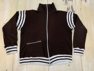 Ascot Sportswear - Vtg 70s - 80s Brown Acrylic Track Jacket,  Fits Mens Medium