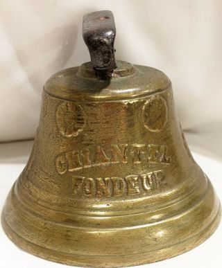 Antique Vintage Brass Hand Cow Goat Bell Saignelegier Chiantel Fondeur 1878