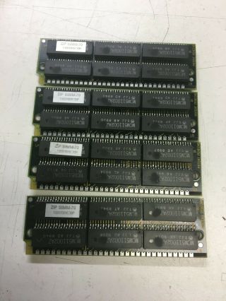 Motorola 70ns 30 Pin Simm Memory 4 - 1mb Modules 9 Chip 4mb Total Zip Modules