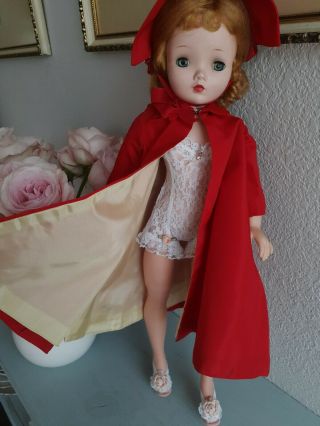 Vintage Custom Red Coat And Bonnet Set For 20 " Madame Alexander Cissy Doll