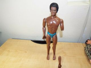 Hasbro 1975 Flocked Hair African American Gi Joe 12 " Action Figure Muscle Body