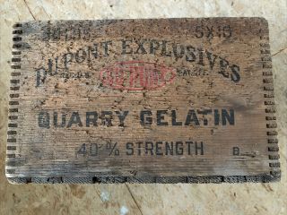 Vintage Wooden Rustic Crate Dupont Explosives Quarry Gelatin Wood Box 40