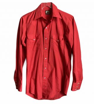 Vintage Karman Open Range Pearl Snap Western Cowboy Button Up Shirt Men Large