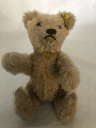 Miniature Steiff Jointed Vintage Bear,  Mohair,  Glass Eyes