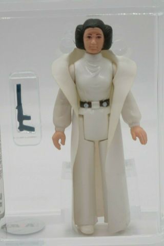 Vintage 1977 Star Wars Princess Leia Organa Brown Hair & Belt Afa 75,  Case