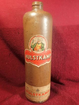 Antique Vintage Hulstkamp Gin Stoneware Bottle Rotterdam With Label
