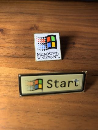 Vintage Collectible Microsoft Windows Nt Pin And Windows Start Button Pin Rare