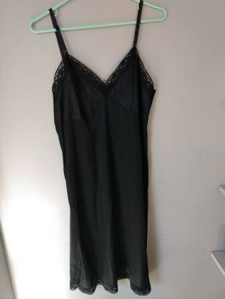 Vanity Fair Black 100 Nylon Full Slip,  Lace Trim - Style 10 - 103 Size 38