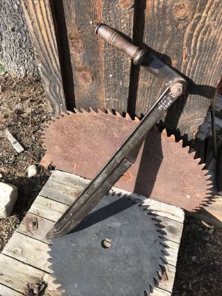Vintage Hay Saw Knife Primitive Farm Tool Patent 1899 18” Blade Decor