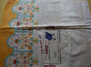 6550 Antique Town Crier Flour Sack,  Floral Pattern,  Partial Label