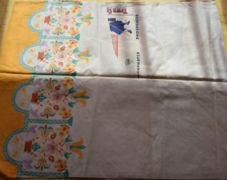 6550 Antique Town Crier flour sack,  floral pattern,  partial label 3