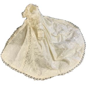 Vintage 18” Porcelain Doll Dress Ivory Brocade Wedding Gown And Veil