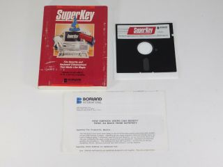 Vtg Borland Superkey Ibm Pc Xt At Jr Computer Security Software 5.  25 Floppy Disk