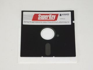 Vtg Borland SuperKey IBM PC XT AT jr Computer Security Software 5.  25 Floppy Disk 2