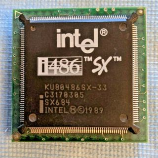 Intel I486 Sx Ku80486sx - 33 Sx684 Vintage Cpu -,  Gold?,  1989