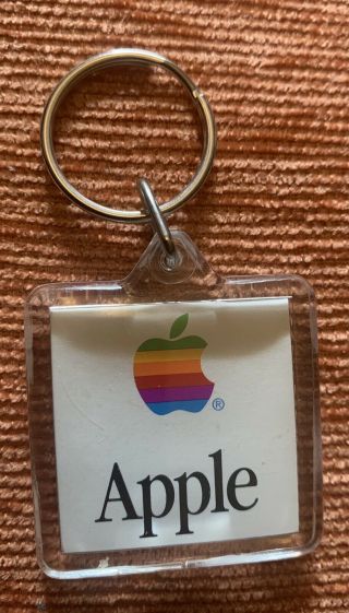 Vintage Apple Mac Os Rainbow Smile Face Clear Acrylic Double Sided Keychain