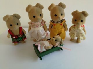 Sylvanian Families Tomy Vintage Forrester Dog Family With Rare Baby