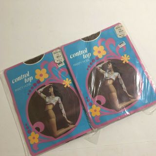 Vintage 70s Control Top Panty Hose Nylons Beige Medium 5 " - 5 