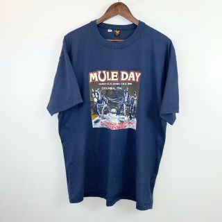 Vintage 90s 1995 Mule Day Navy Blue T - Shirt Adult Size 2xl Xxl