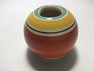 Grays Pottery Hand Painted Spherical Vase 1930s / Colourful Striped.