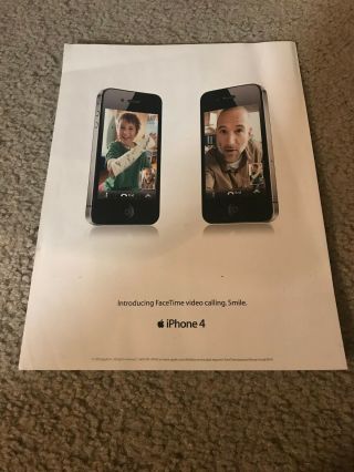 Vintage 2010 Apple Iphone 4 Poster Print Ad Art 1st One - Facetime Video Calling