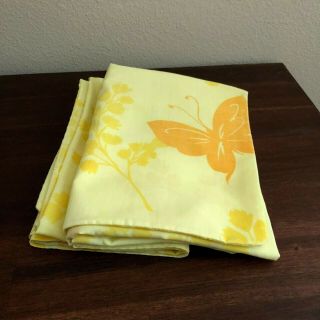 Vintage Pillow Cases Set Of 2 Floral Butterfly Yellow Standard Size