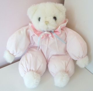 Vintage Russ Berrie Beany Teddy Bear Pink Polka Dots Spotty Soft Plush Toy 11 "