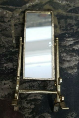 Dollhouse Miniature Cheval Floor Mirror Swivel Brass Frame Vintage DL 2