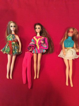 3 Vintage 1970 Topper Dawn Dolls " Dancing Angie And Long Locks : Glori (clone)