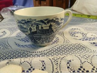 Vintage Blue & White Tea Cup And Saucer England 3 " Unknown Maker Guc