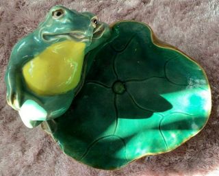 Vintage / Antique Ceramic Frog On Lily Pad
